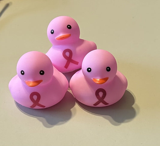 mini pink breast cancer aware rubber duck