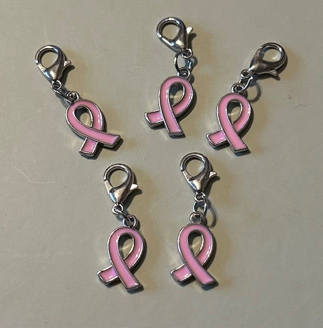 pink breast cancer aware stitch/progress marker